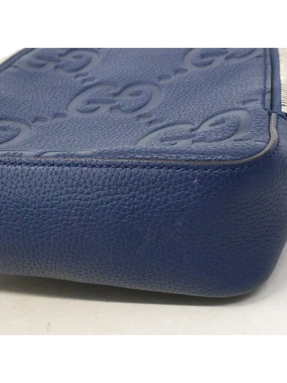 Gucci Belt Bag Jumbo GG Leather Blue Silver